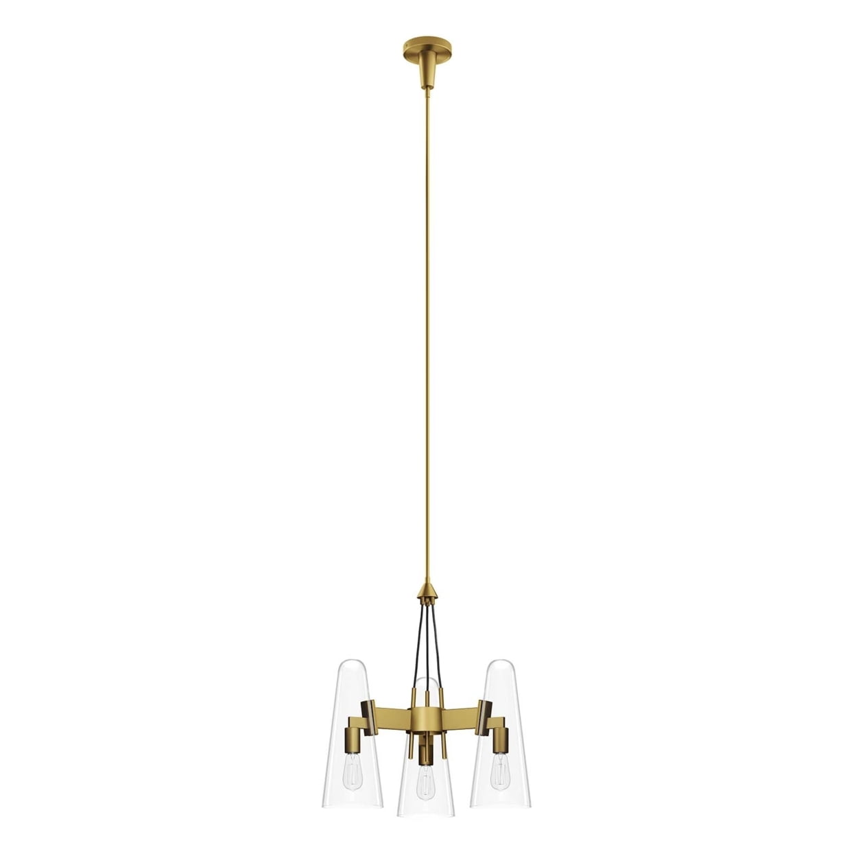 Beacon 21" Clear Satin Brass 3-Light LED Pendant for Indoor/Outdoor