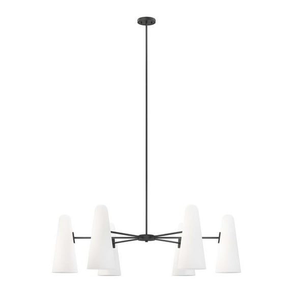 Modway Beacon 6-Light Chandelier in Opal Black