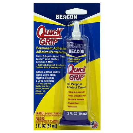 Beacon Adhesives Quick Grip Permanent Adhesive, Fast-Drying, Crystal-Clear and Weather-Proof Glue, 2 Fluid Ounce