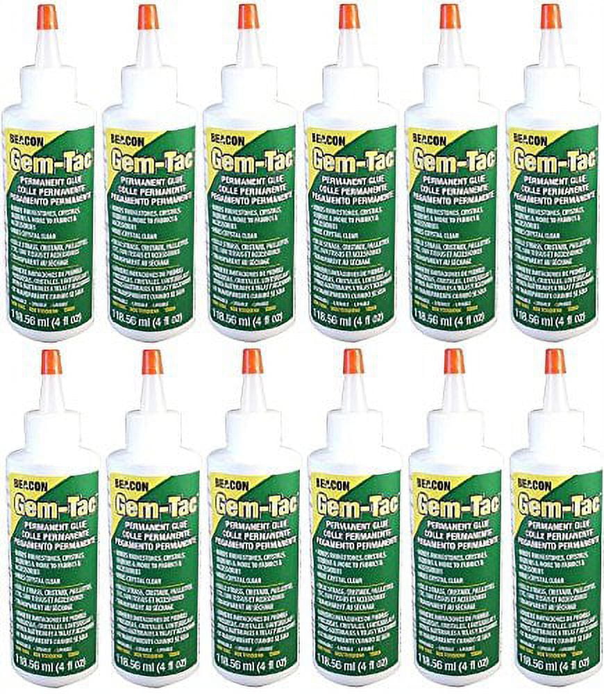 Beacon Gem-Tac Permanent Adhesive, 4-Ounce Bottle, 12-Pack 