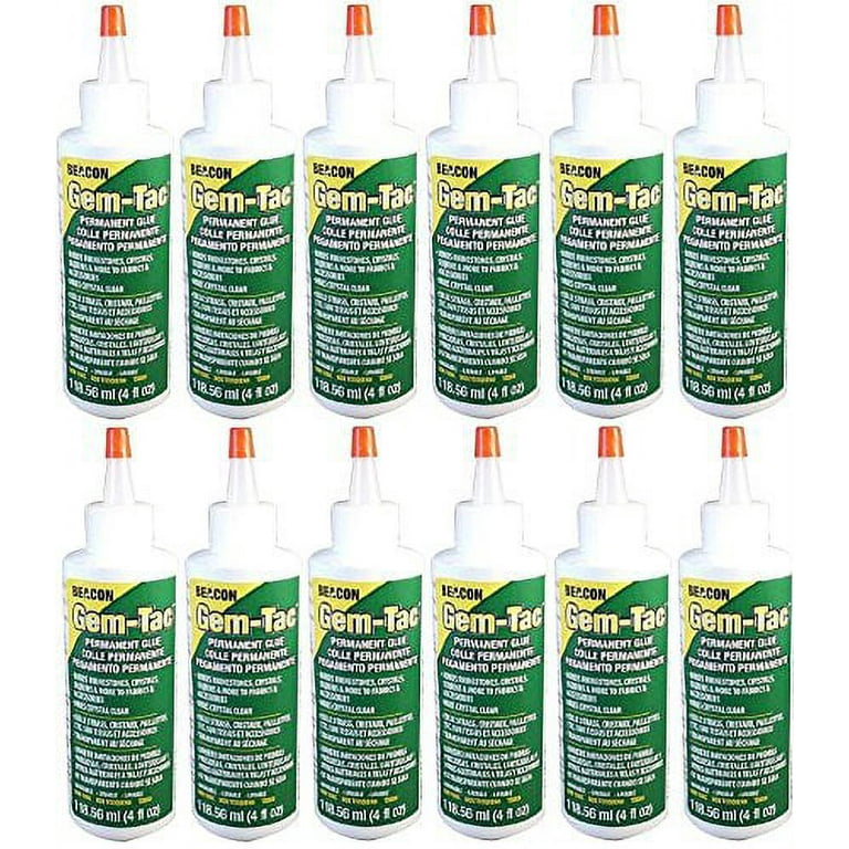 Beacon Gem-Tac Permanent Adhesive, 4-Ounce Bottle, 12-Pack