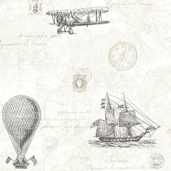 Beacon House Explorer Fog Antique Map Unpasted Non Woven Wallpaper, 20.5-in by 33-ft, 56.4 sq. ft.
