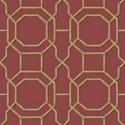 Beacon House Summer Red Trellis Unpasted Non Woven Wallpaper, 20.5-in by 33-ft, 56.4 sq. ft.