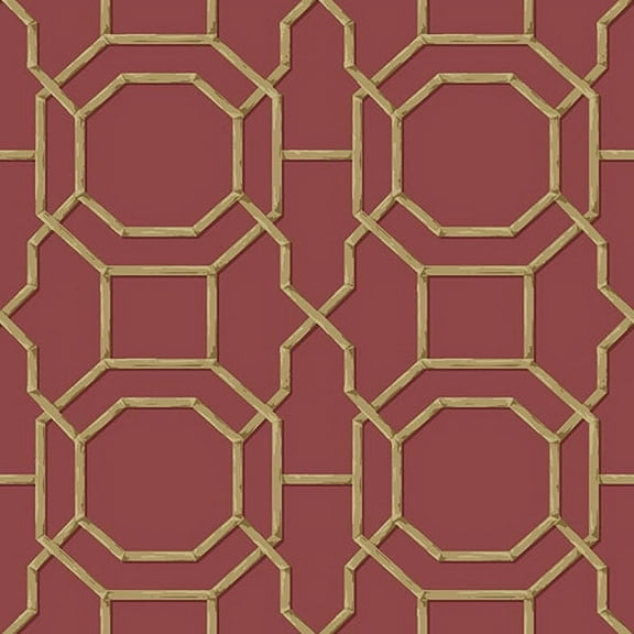 Beacon House Summer Red Trellis Unpasted Non Woven Wallpaper, 20.5-in by 33-ft, 56.4 sq. ft.