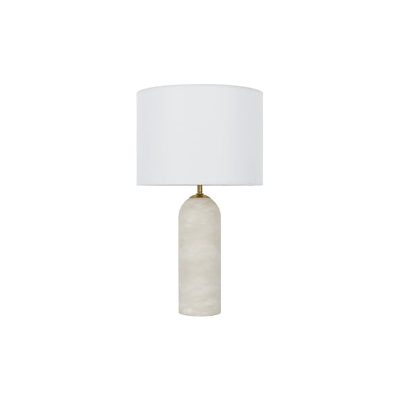Beacon Lighting Firma 2-Light Alabaster Table Lamp with White Linen Shade Modern Accent Lamp