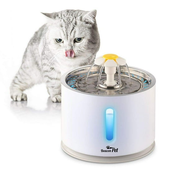 Beacon Pet 81 oz. Stainless Steel Cat Water Fountain with Replacement Filter and Flower