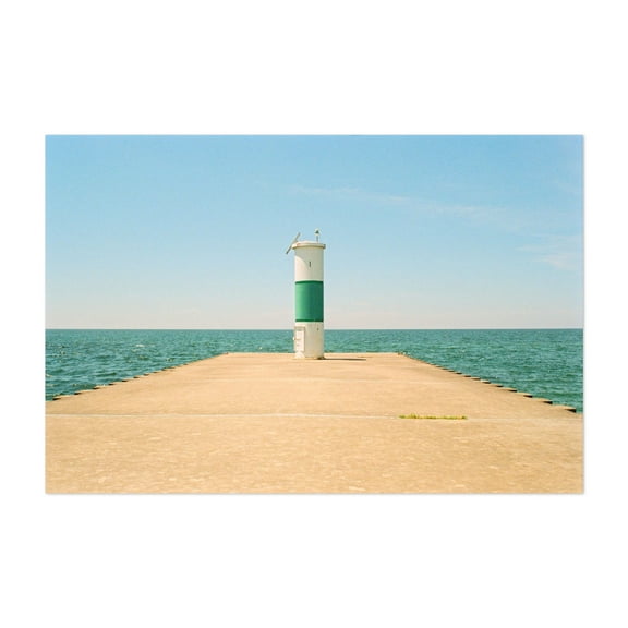 Beacon on a Pier - Michigan Photography Lighthouse Seascape Minimalist Ocean Coast Nautical Summer Unframed Wall Art Print 4 x 6 inches