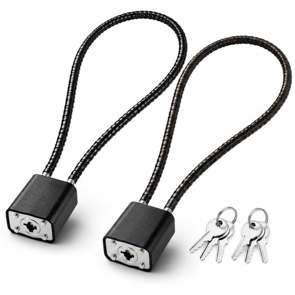 Beacozofu 2 Pack Cable Locks, 15 In Long Black Keyed Padlock for Cabinets, Bikes and Luggage