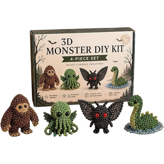 Bead Animal Making Kit, 3D Beaded Animal DIY Craft Set, 4 Forest Designs Bead Animal Kit for Adults(Style C)Q