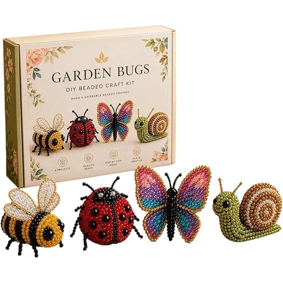Bead Animal Making Kit, 3D Beaded Animal DIY Craft Set, 4 Forest Designs Bead Animal Kit for Adults(Style D)Q