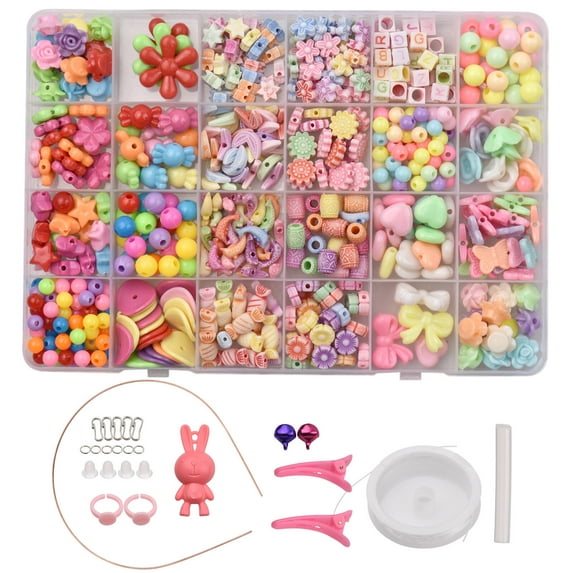 Bead Bracelet Making Kit with Mixed Color Letter Fish Star Flower Candy Beads Acrylic Spacer Beads for Jewelry Making Handmade DIY Bracelet Necklace