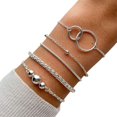 thumbnail image 1 of Bead Bracelet Set Stylish 5 Pcs/set Bracelet Set Chain Hoop Hollow Stainless Solid Color Bead Adjustable Extended Length Lightweight Lady Wrist, 1 of 8