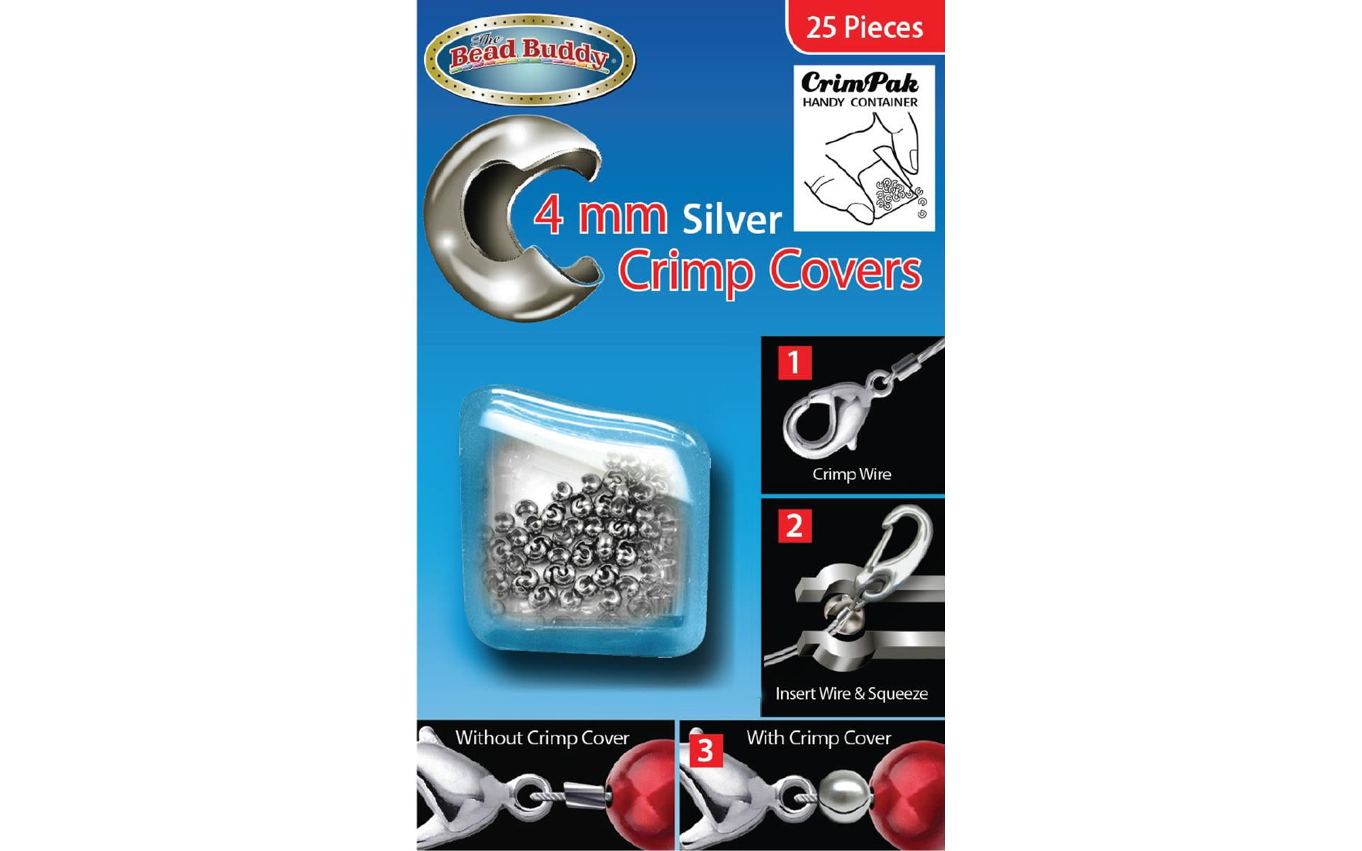 Bead Buddy Crimp Cover 4mm Silver 25pc