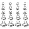 thumbnail image 1 of Bead Caps, 100 Pcs Bead Cap Bail Pendant Stainless Steel Ornament Caps with Loop for Jewelry Making, Silvery, 1 of 5