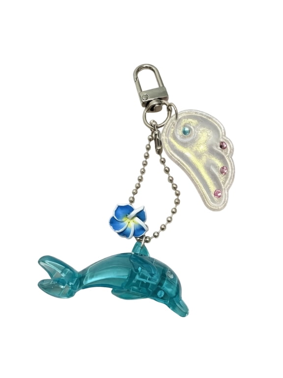 Bead Chain Dolphin Keychain Charm for Backpacks, Handbags, or Keys