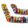 thumbnail image 1 of The Bead Chest Fused Rondelle Recycled Glass Beads 14mm Bright Medley, 24-Inch Strand, Handmade in Ghana for Jewelry Making & Crafts | Approximately 95 Beads, 1 of 4