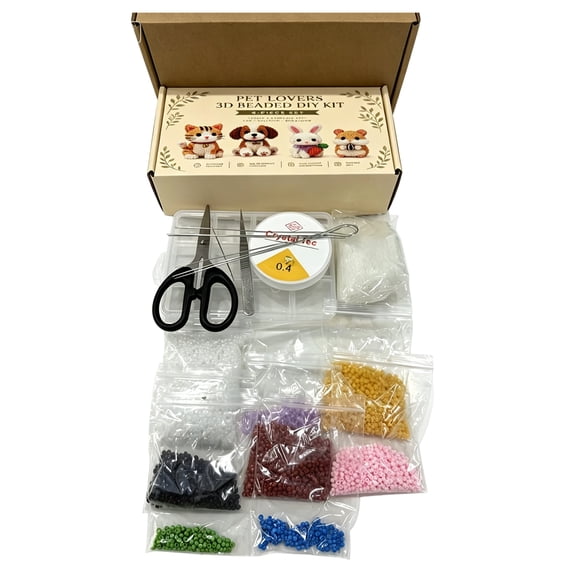 Bead Crafting Kit, 3D Animal DIY Craft Set, Creative Beaded Sculpture Making Project, Educational Handcraft Activity, Miniature Pet Model Kit
