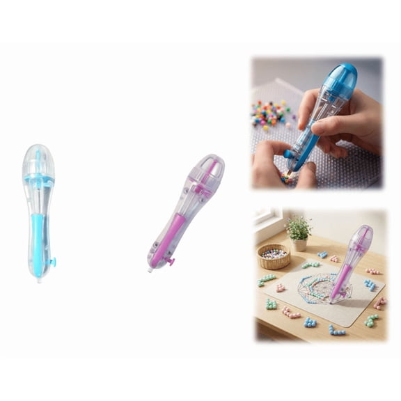 Bead Dispenser Pen, Ergonomic Bead Dispensing Pen with Transparent Body, Easy Load Design for Melty Beads Projects, Perfect for Beginners (Pink&Blue)