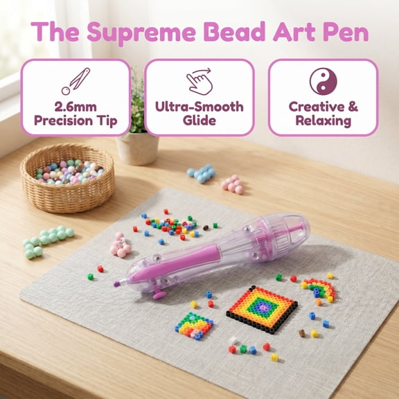 Bead Dispenser Tool, Ergonomic Fuse Bead Pen, Easy Operation Clickable Beading Design, Safe Fun Kids Craft Pen for Family Gatherings and Classroom Handmade Lessons, 1pc Pink