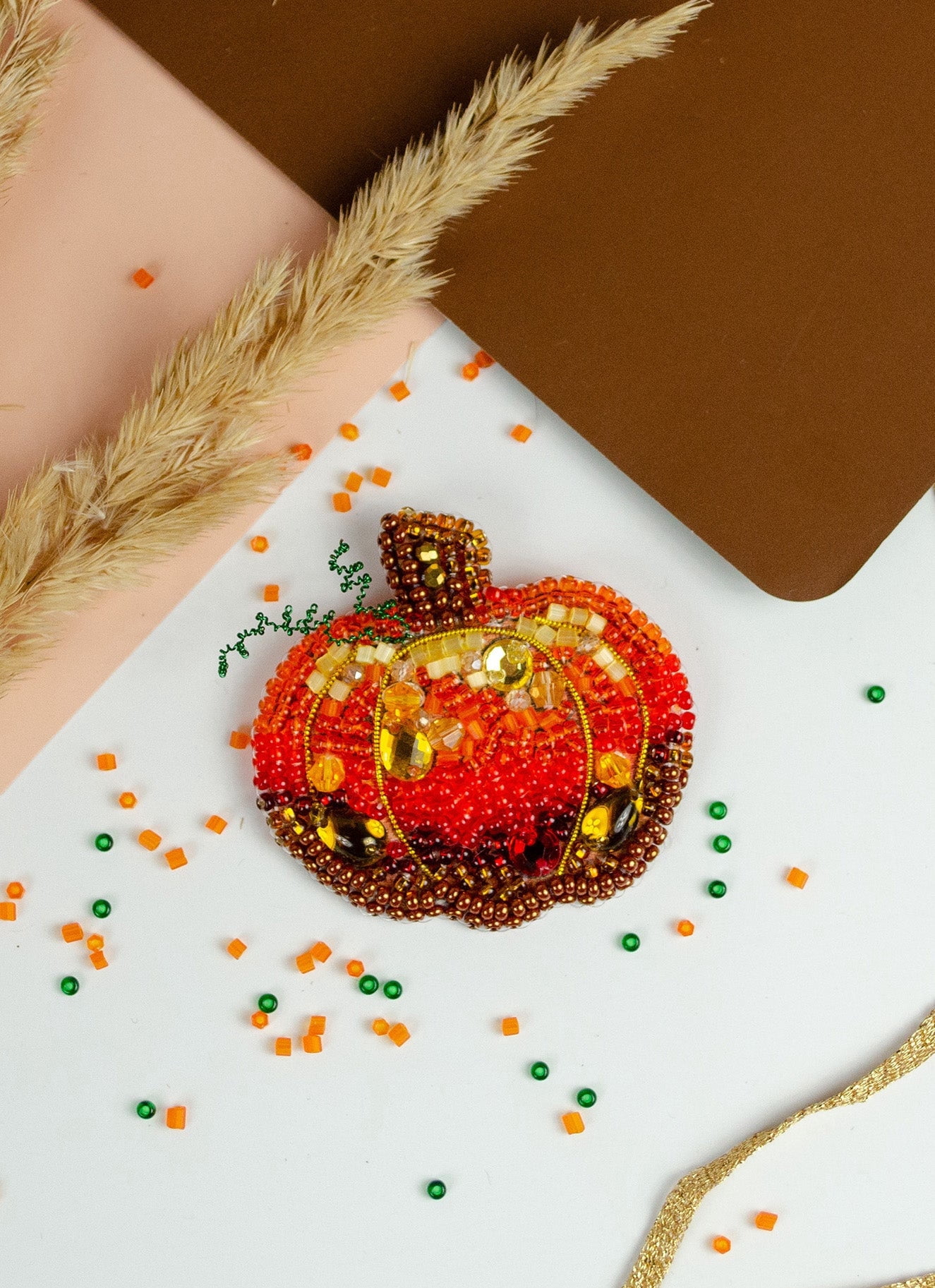 Bead Embroidery Decoration Kit - Golden pumpkin AD-234