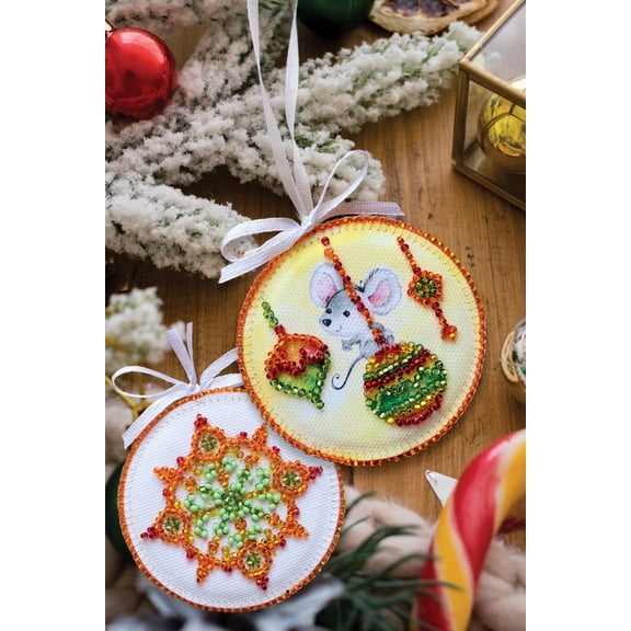 Wizardi Bead Embroidery Decoration Kit - Little Mouse. Colorful Beads, Beading Needles. DIY Kit. Embroidery for Beginners. Home Decor. ABT-001 Abris Art