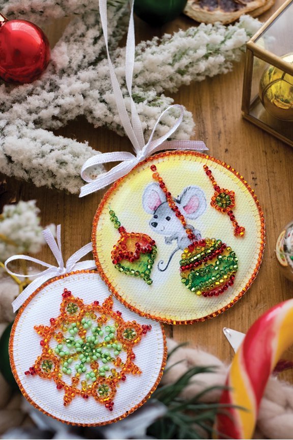 Wizardi Bead Embroidery Decoration Kit - Little Mouse. Colorful Beads, Beading Needles. DIY Kit. Embroidery for Beginners. Home Decor. ABT-001 Abris Art