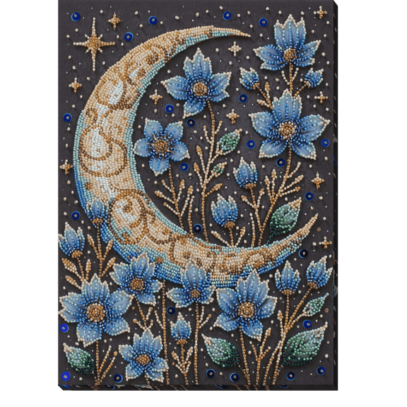 Wizardi Bead Embroidery Kit - A Magical Night. Colorful Beads, Beading Needles. DIY Kit. Embroidery for Beginners. Home Decor. AB-941 Abris Art