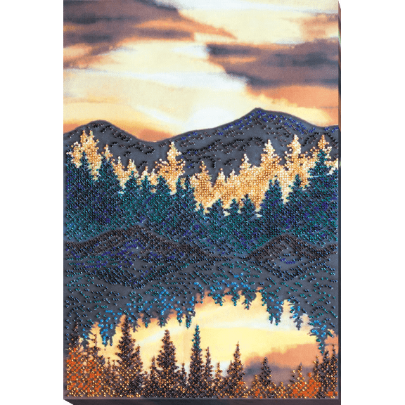 Wizardi Bead Embroidery Kit - At a Lake. Colorful Beads, Beading Needles. DIY Kit. Embroidery for Beginners. Home Decor. AB-845 Abris Art