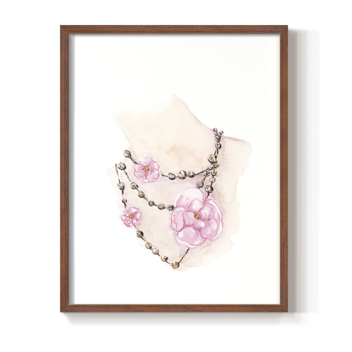 Bead Floral Necklace in Paper Solid Wood 11 x 14 Framed Print