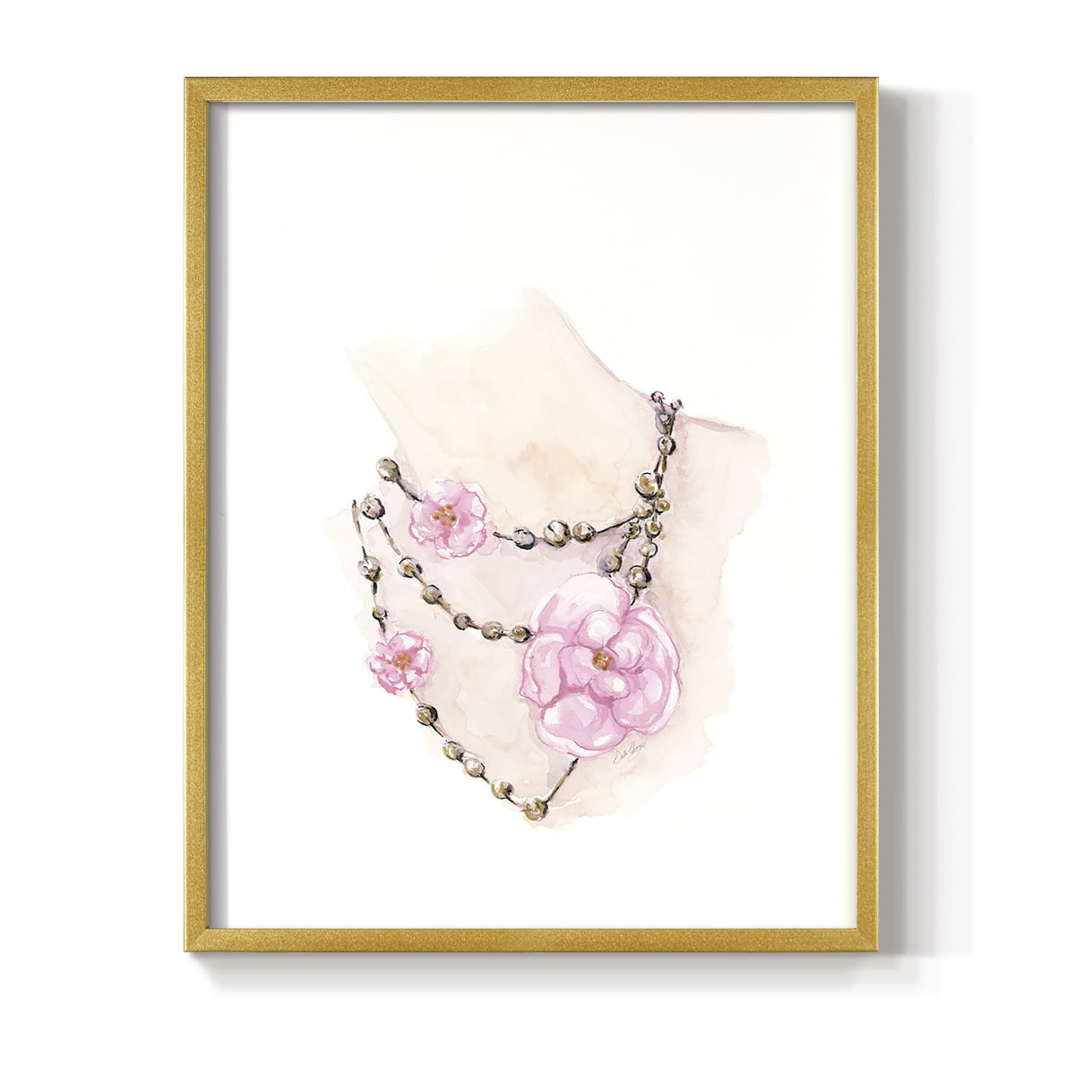 Bead Floral Necklace in Paper Solid Wood 16 x 20 Framed Print