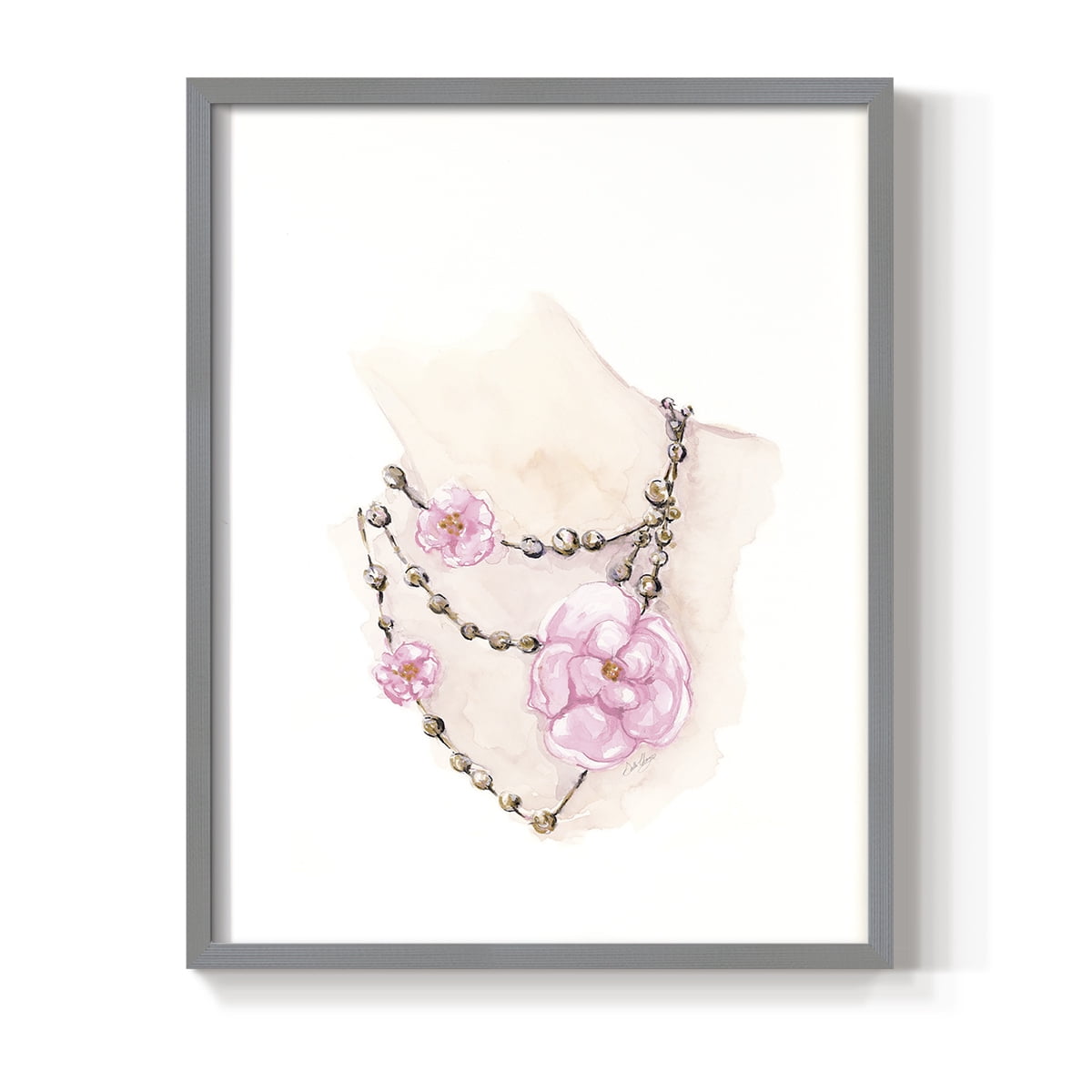 Bead Floral Necklace in Paper Solid Wood 16 x 20 Framed Print