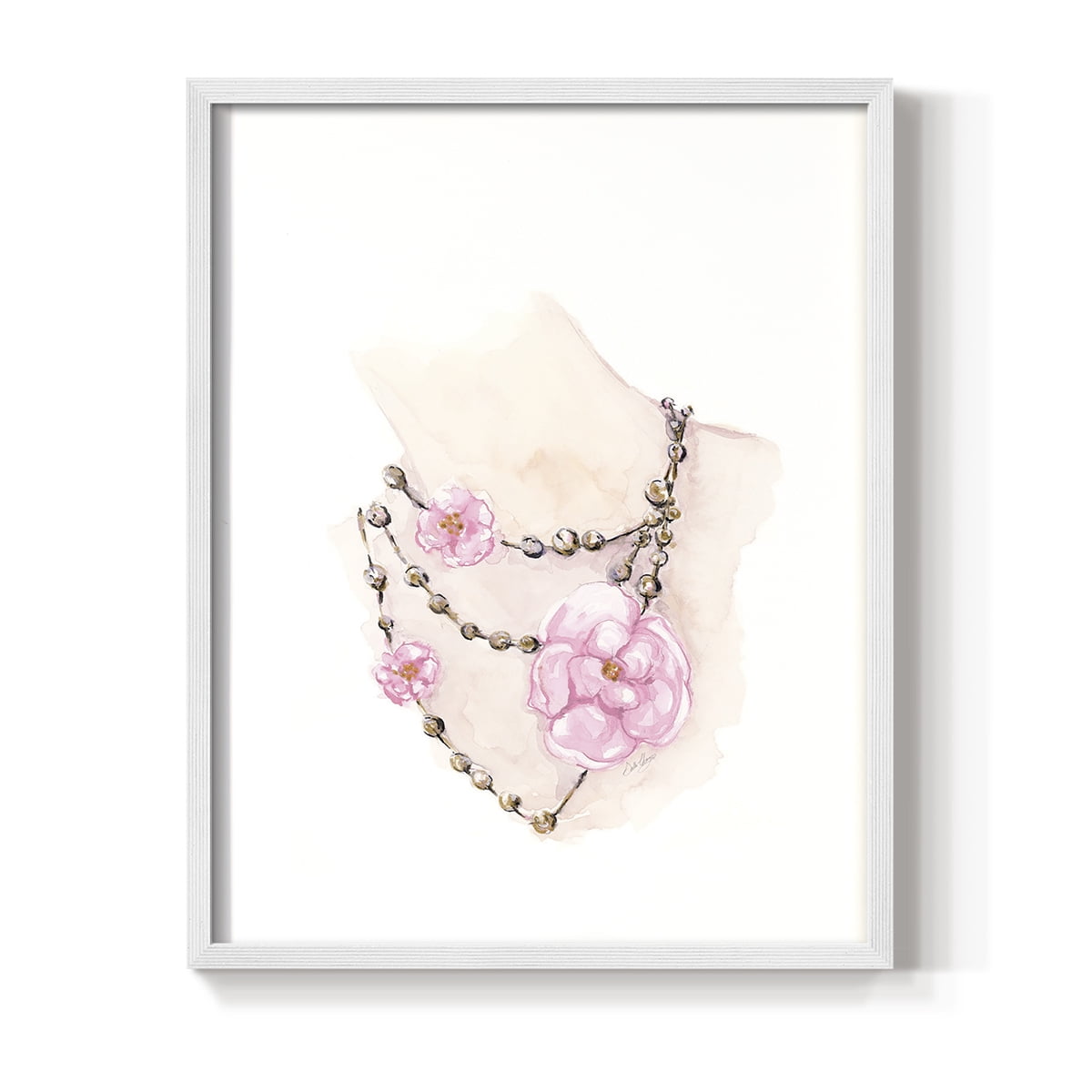 Bead Floral Necklace in Paper Solid Wood 8 x 10 Framed Print