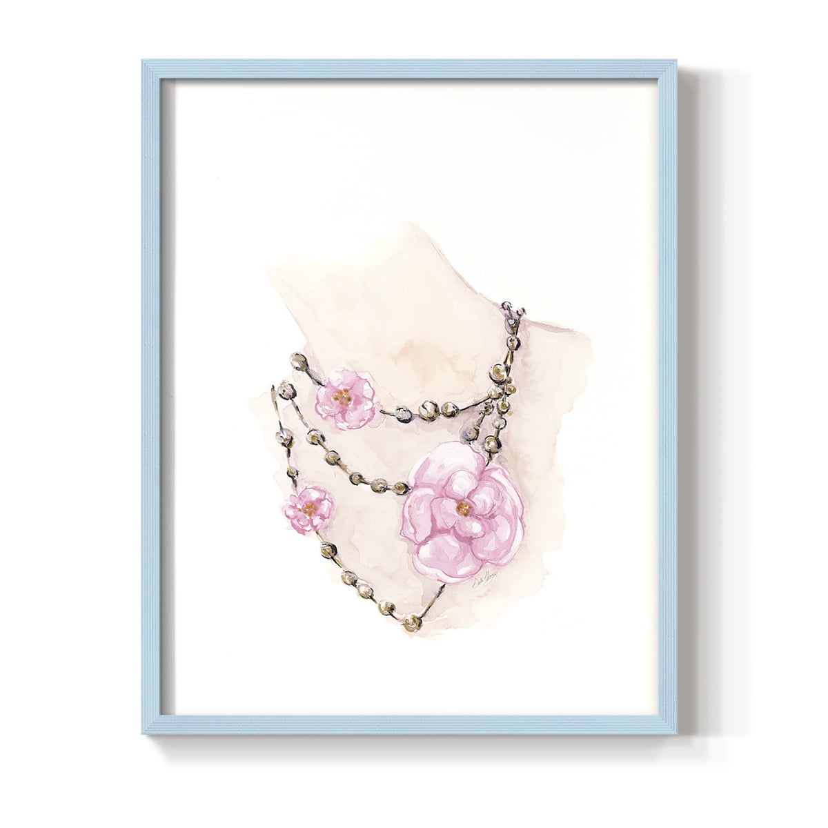 Bead Floral Necklace in Paper Solid Wood 8 x 10 Framed Print