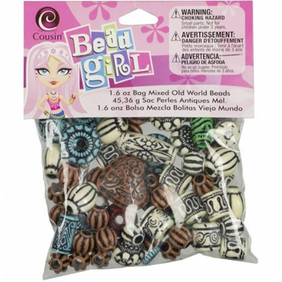 Bead Girl Old World Beads 1.6oz-Assorted Colors, Pk 6, Cousin