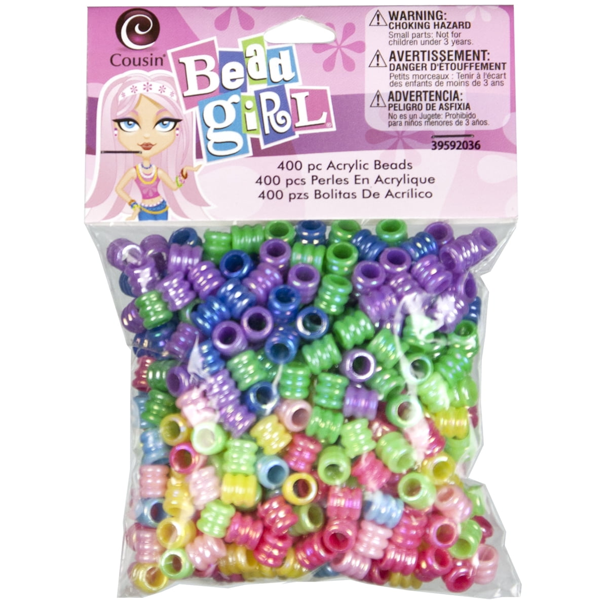 Bead Girl Tube Beads 400/PkgAssorted Colors, Pk 6, Cousin
