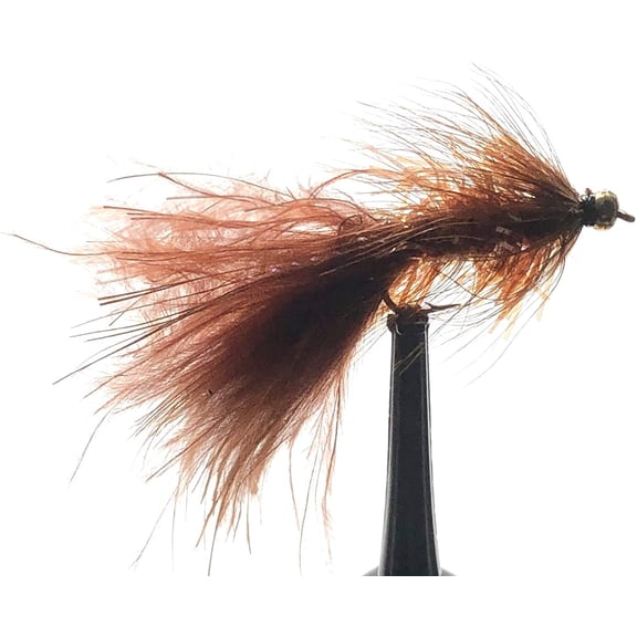 Bead Head Crystal Wooly Bugger - Fly Fishing Flies for Trout and Other Freshwater Fish - One Dozen Wet Flies - 4 Size Assortment 6, 8, 10, 12 (3 of Each Size) (Brown)