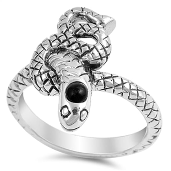 Bead Head Snake Coil Knot Animal Ring .925 Sterling Silver Band Jewelry Female Male Unisex Size 9