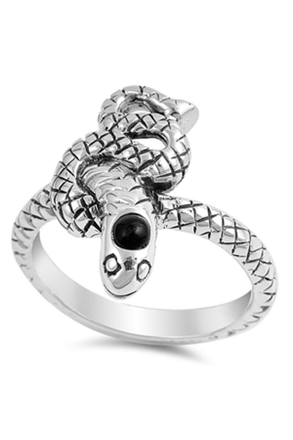 Bead Head Snake Coil Knot Animal Ring .925 Sterling Silver Band Jewelry Female Male Unisex Size 9