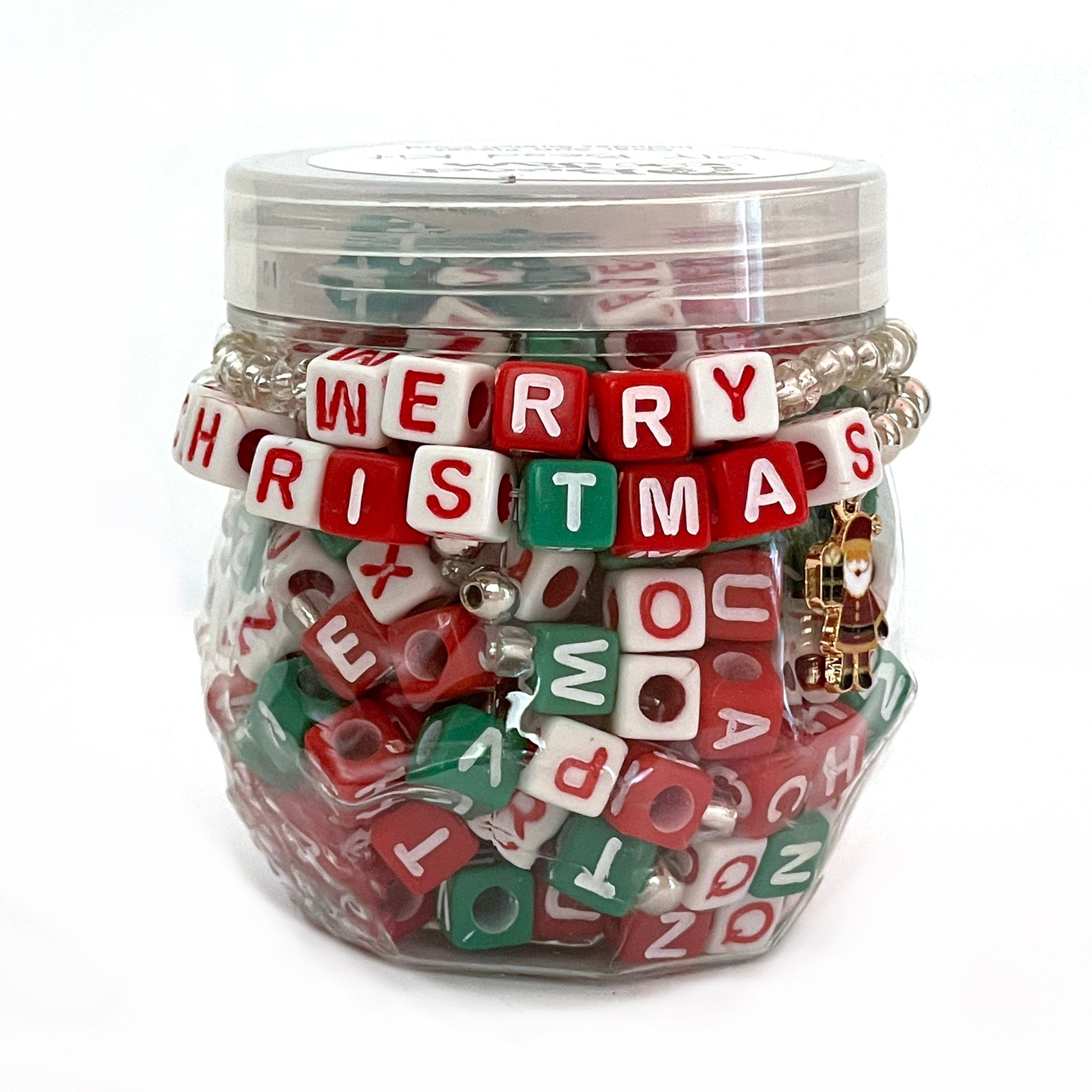 Bead Jam DIY Bead Kit with Alphabet, Christmas Santa Charm and Cording