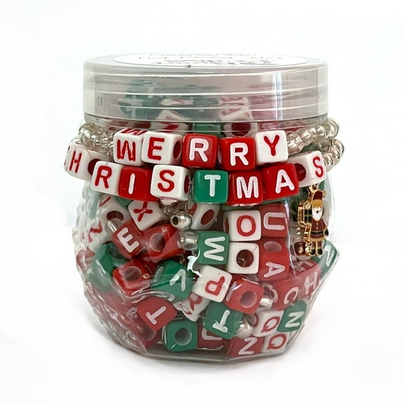 Bead Jam DIY Bead Kit with Alphabet, Christmas Santa Charm and Cording