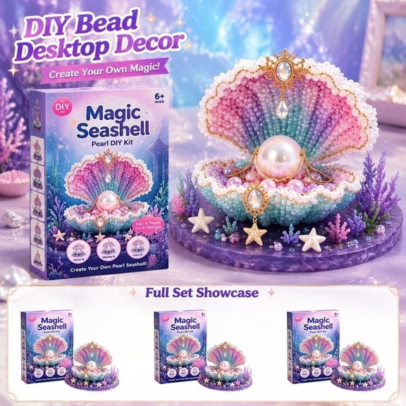 Bead Kit, Magic Seashell Pearl DIY Craft Set, 1 Pack Complete Beading Supplies for Kids Ages 6+, Handmade Desktop Ornament Home Table Display Decoration Creative Art Birthday Gift for Girls Boys DIY