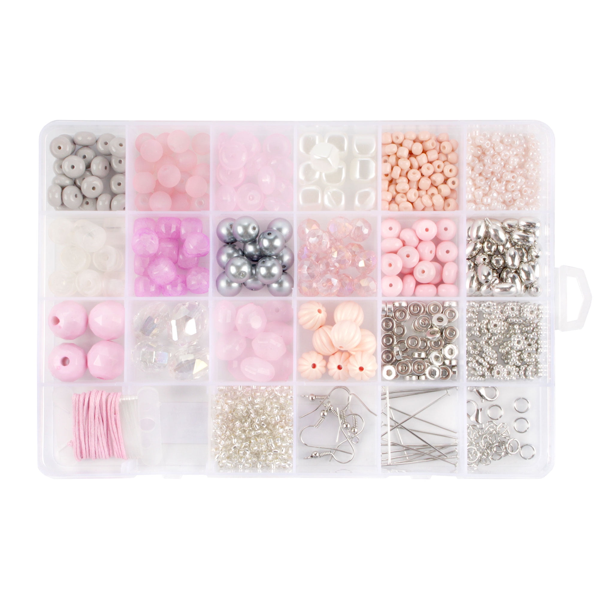 Bead Kits for Jewerly Making - 1300pcs Bead Craft Set - DIY Bracelets, Necklaces, and Earrings Supplies Box - Arts and Crafts for Kids, Girls, Teens, Adults - Shades of Pink - Assortment 231