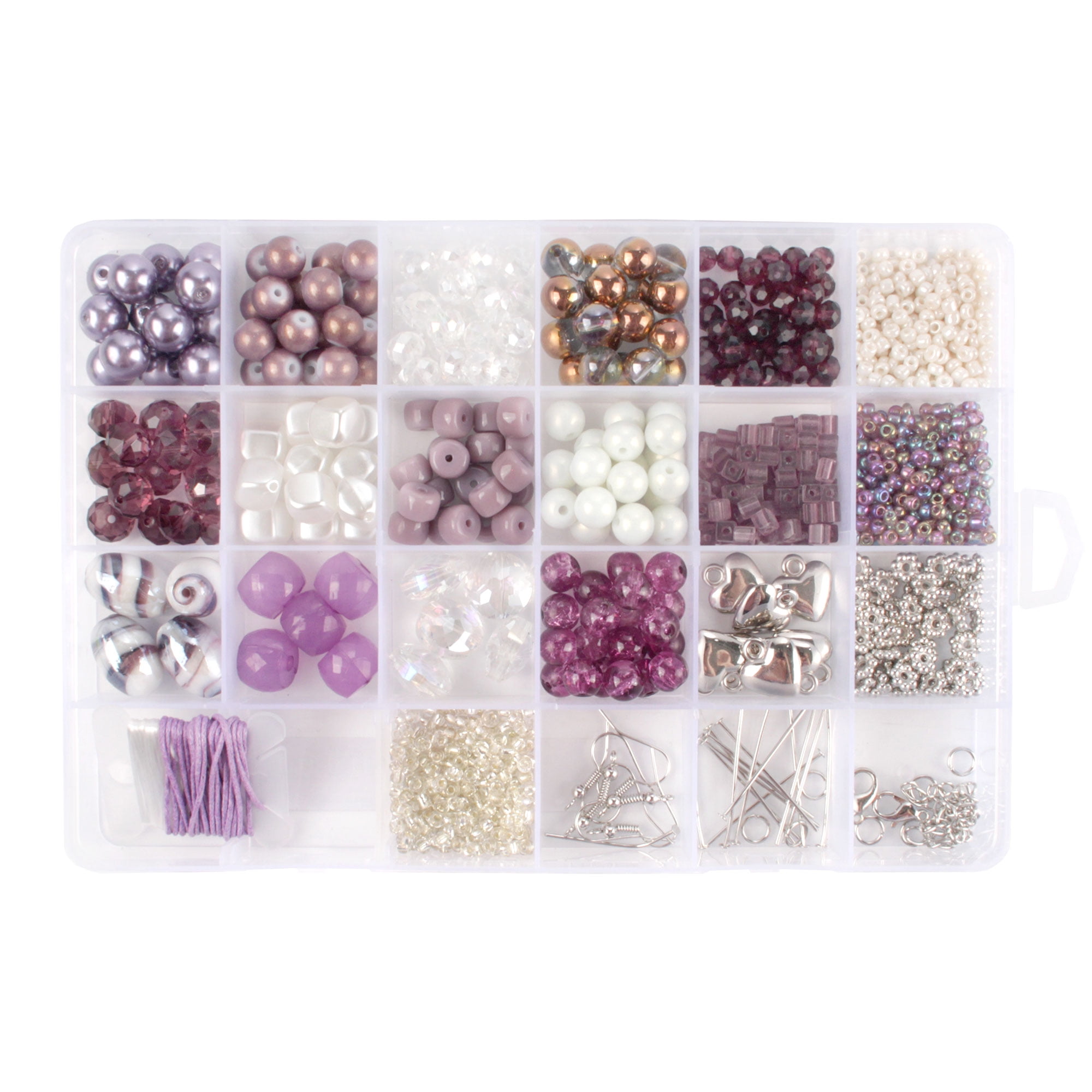 Bead Kits for Jewerly Making - 1300pcs Bead Craft Set - DIY Bracelets, Necklaces, and Earrings Supplies Box - Arts and Crafts for Kids, Girls, Teens, Adults - Shades of Purple - Assortment 226