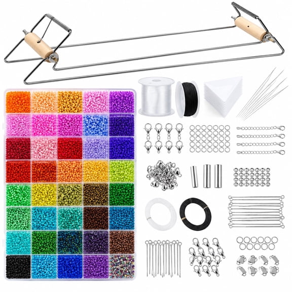 Fanmayhe Bead Loom Kit 24000 Glass Seed Beads 48 Colors for Bracelet Necklace Earrings Making Adult 1 Pack