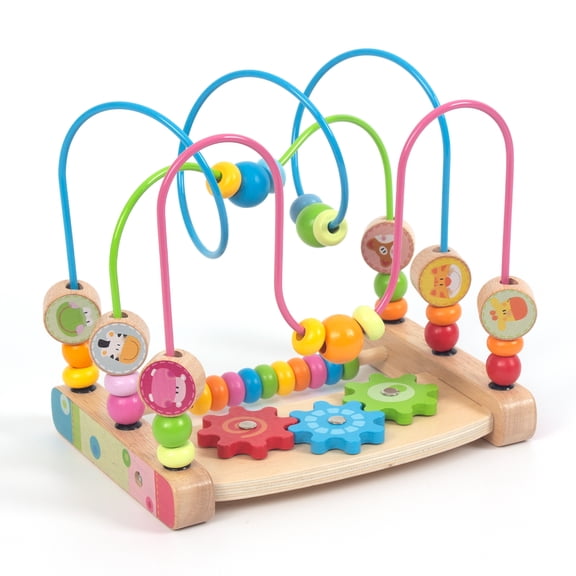 Bead Maze for Babies, Wooden Educational Abacus Beads Circle toddler toys - Colorful Roller Coaster Activity Game,Great Gift for Babies Toddlers Girls and Boys