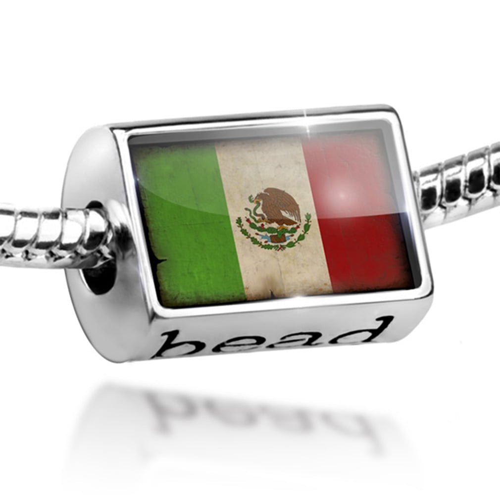 NEONBLOND Bead Mexican Flag with a vintage look Charm Fits All European Bracelets
