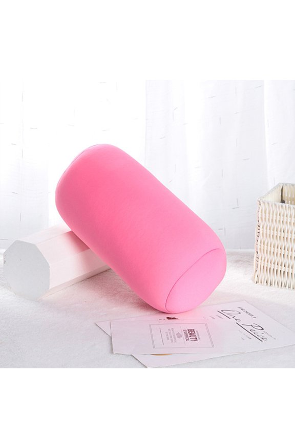 Bead Neck Roll Pillow 12.6 x 6.3 Inch, Soft Ergonomic Support Cushion for Travel, Car, Bed, Chair – Lightweight Portable Bolster for Neck, Head, Back, Legs (Pink, 1PC)