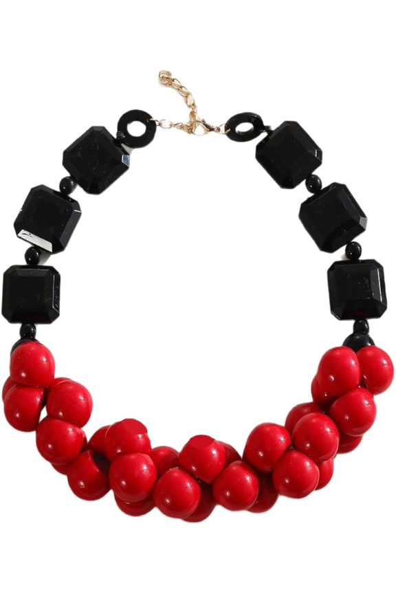 Bead Necklace,Beaded Necklace Retro Multilayer Ethnic Jewelry Portable Resin Festival Accessory for Women[y504]