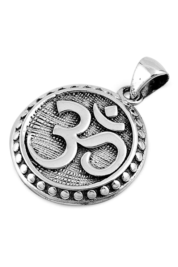 Bead Om Medallion Pendant .925 Sterling Silver Yoga Bali Festival Charm Jewelry Female Unisex