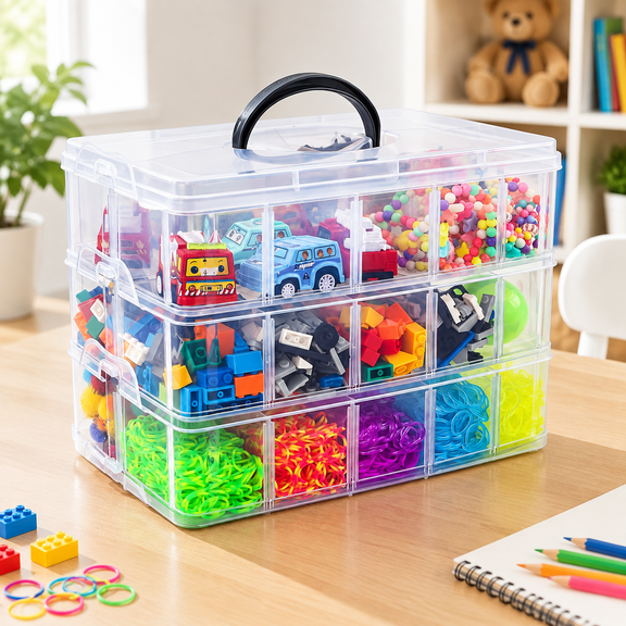 Bead Organizer 3 Tier 30 Grid Stackable Craft Tackle Storcontainer